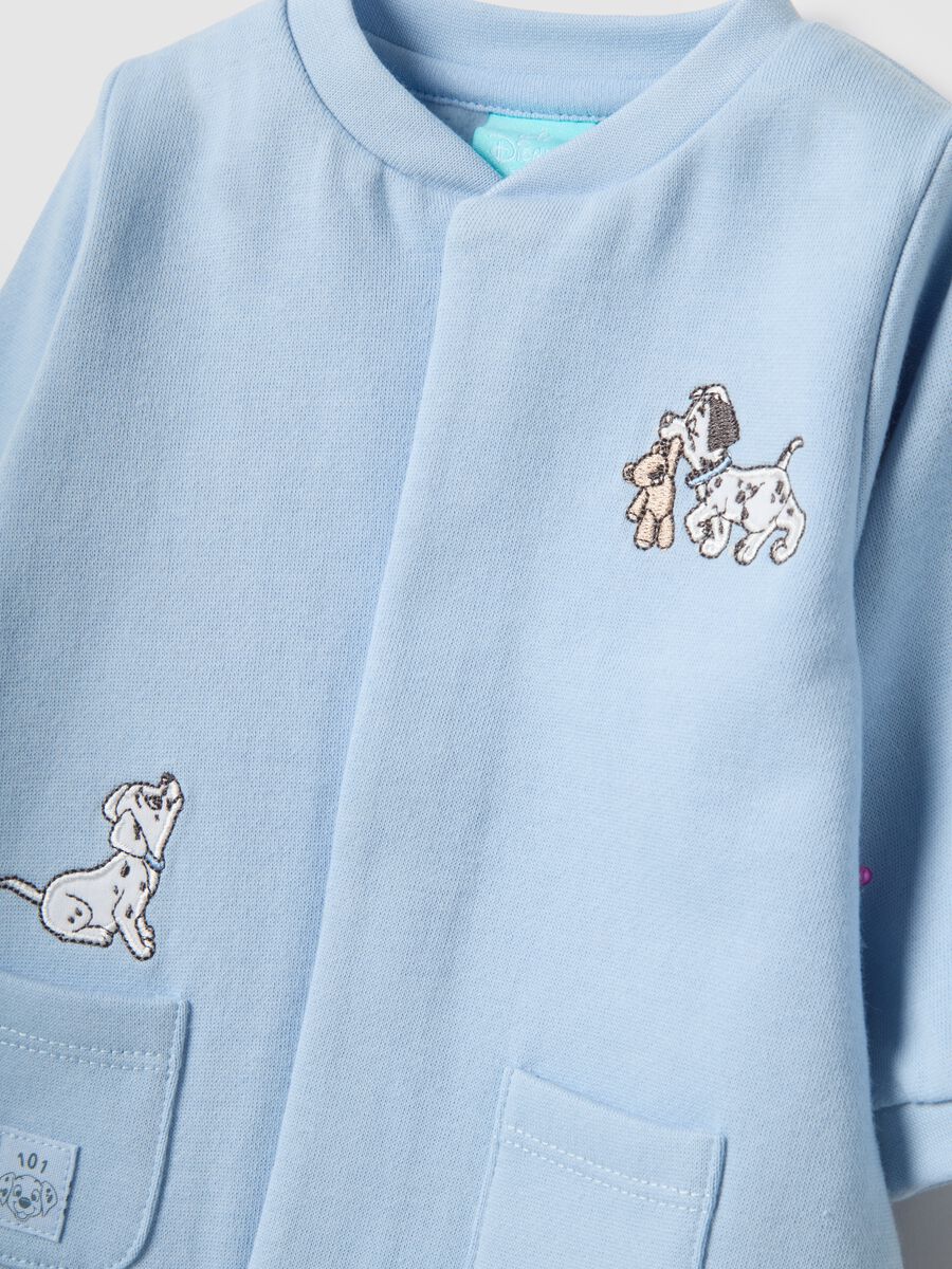 Baby blue romper in pure cotton with appliqu&eacute;s_2