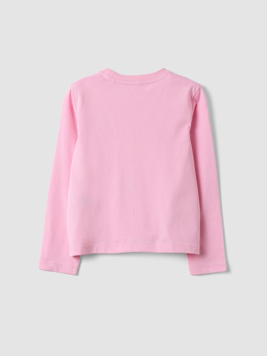 Pink pure organic cotton T-shirt with star print for girls_1