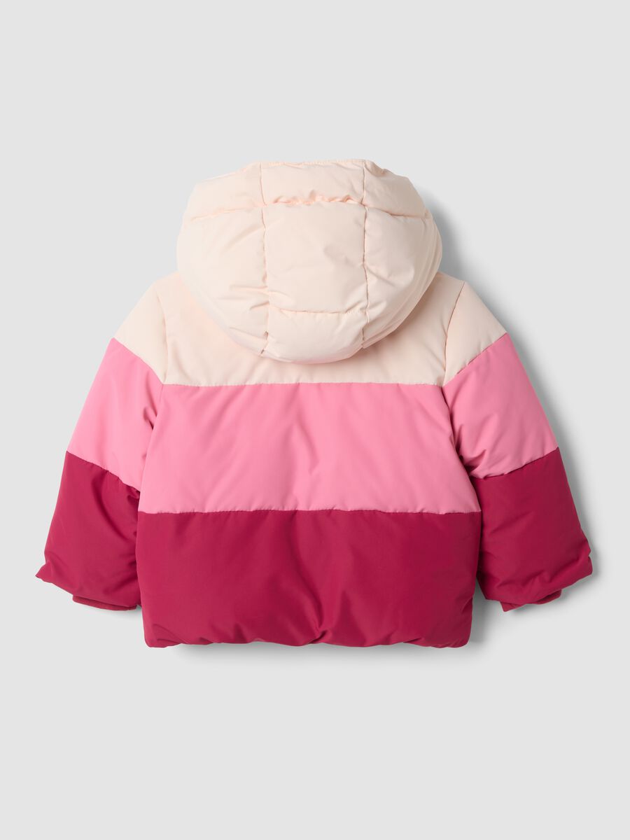 Colour-block padded puffer jacket with removable hood_1