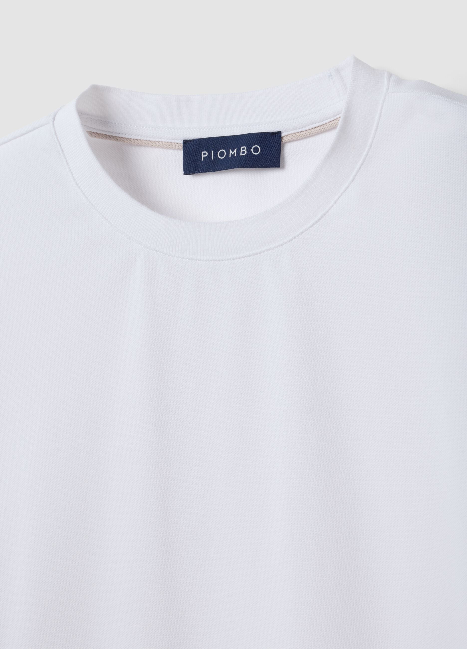 T-shirt bianca in misto cotone piquet elasticizzato regular fit Easy Dry