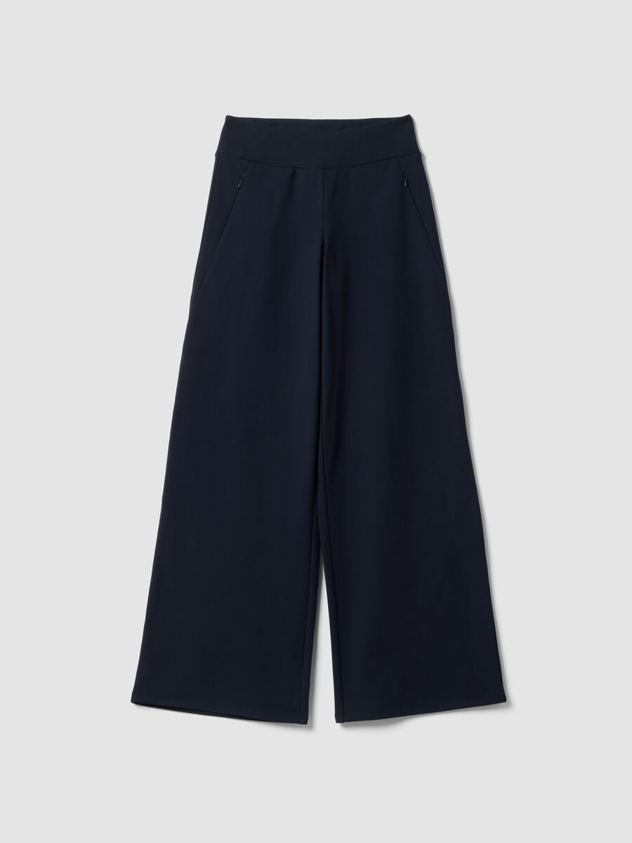 Blaue Wide-Leg-Hose aus Stretchmaterial ALTAVIA STUDIO_5
