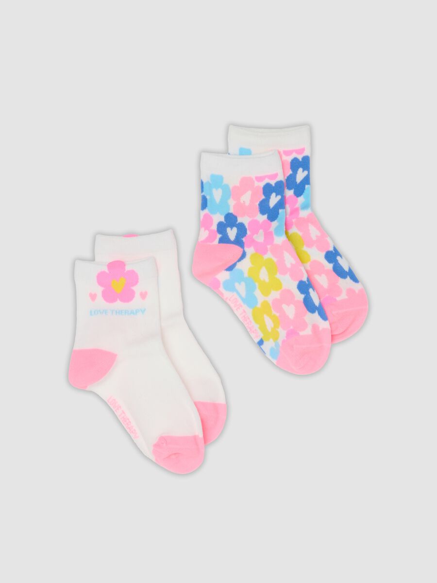 2-pack of white floral ankle socks in stretch organic cotton_0