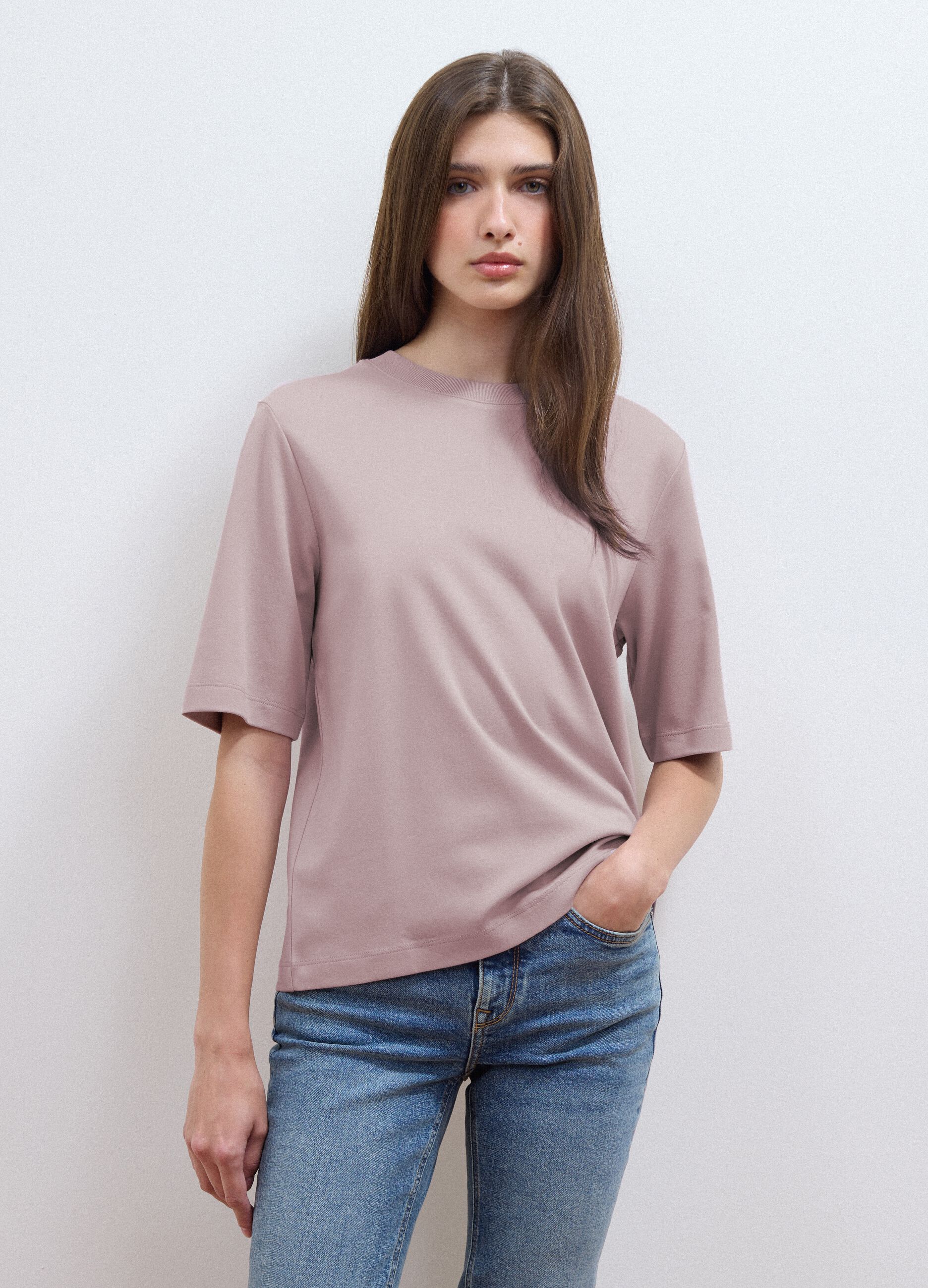 &Rho;&omicron;&zeta; T-shirt boxy fit &alpha;&pi;ό &mu;ί&gamma;&mu;&alpha; &beta;&alpha;&mu;&beta;&alpha;&kappa;&iota;&omicron;ύ &kappa;&alpha;&iota; &beta;&iota;&sigma;&kappa;ό&zeta;&eta;&sigmaf;