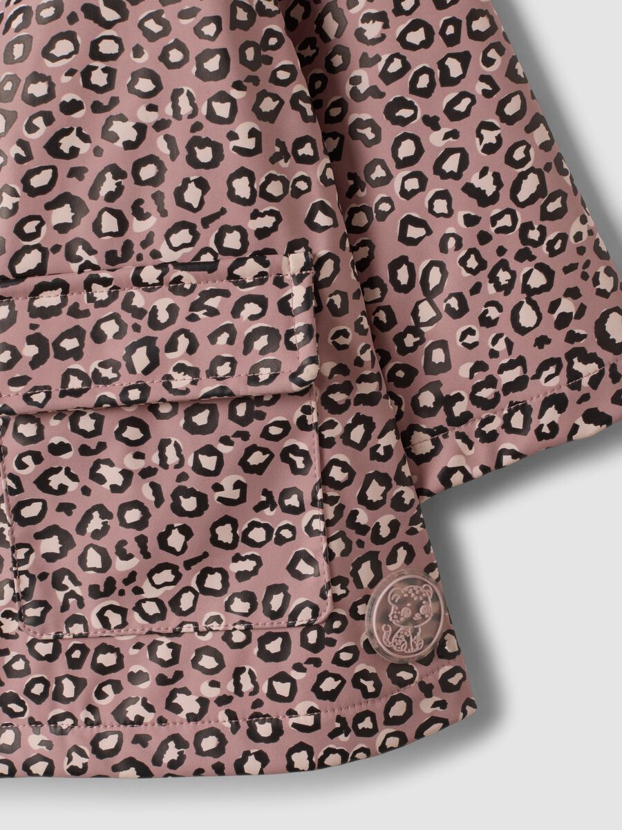 Rosa wattierte Jacke mit Kapuze und Animal-Print f&uuml;r M&auml;dchen_3