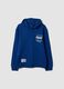 Blue pure cotton hoodie with print for boys_3
