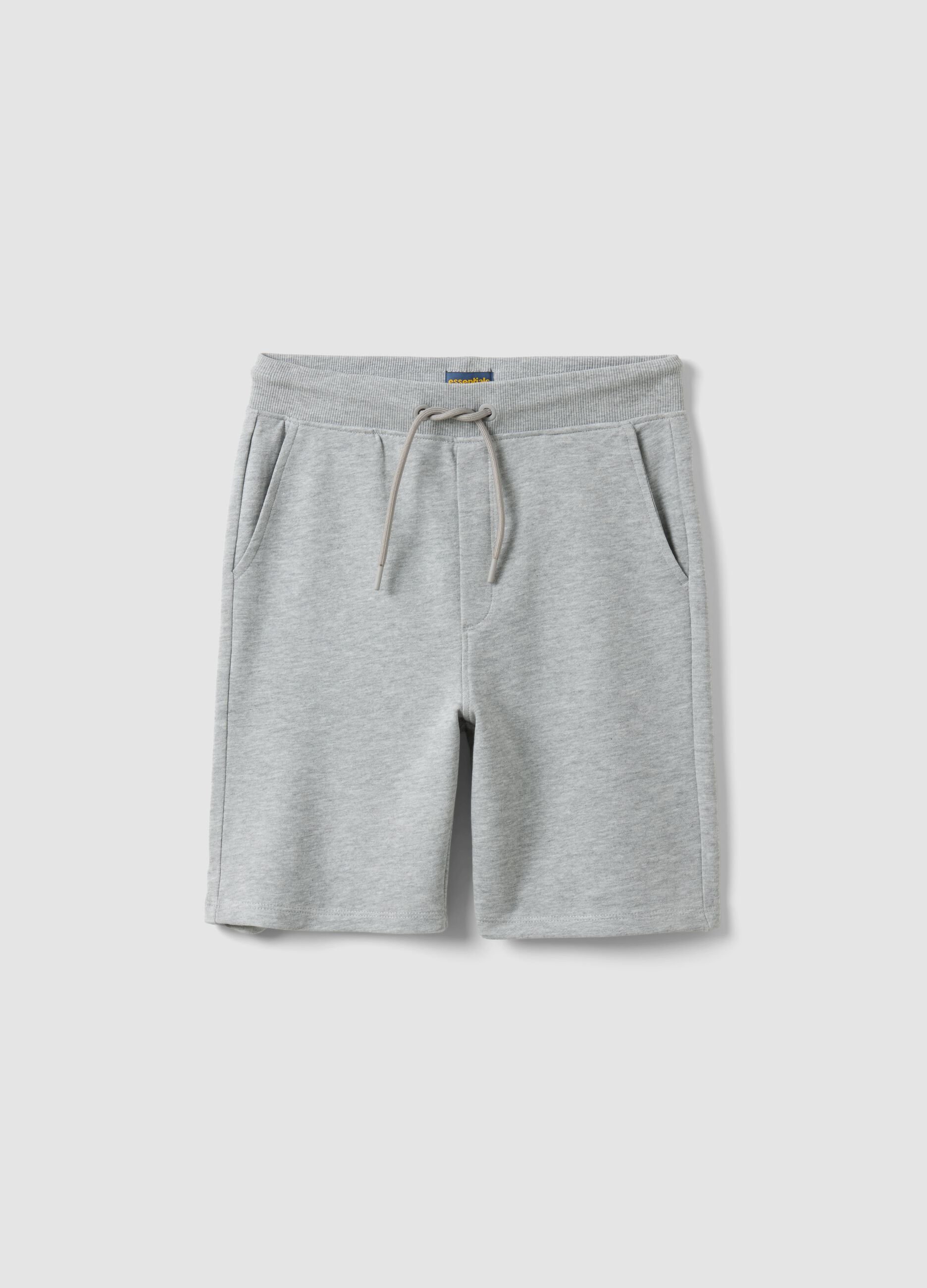 Boys' grey 100% cotton relaxed-fit shorts