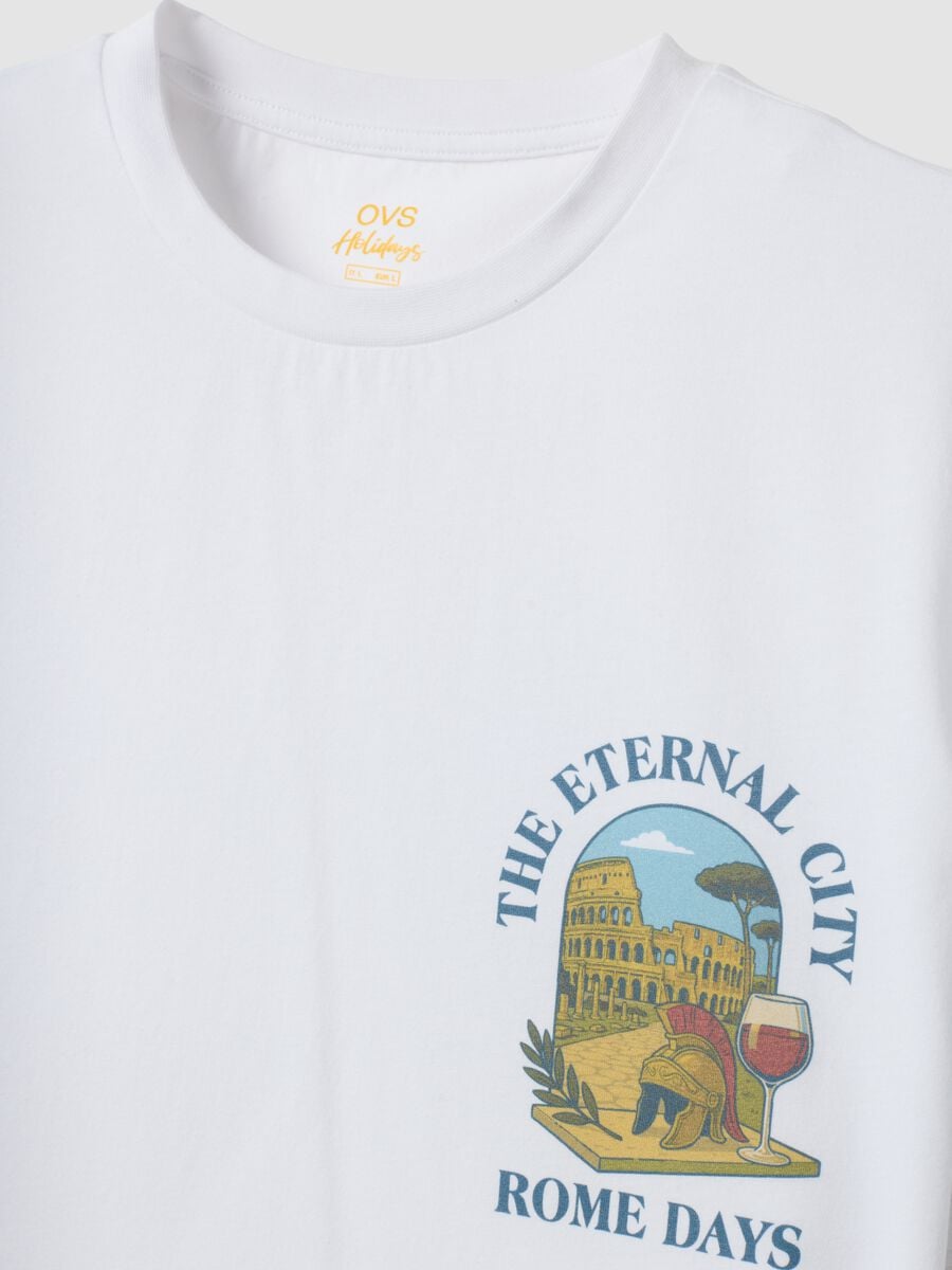 White short-sleeve pure cotton T-shirt, regular fit_5