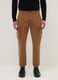 Slim fit brown stretch cotton cargo trousers_1