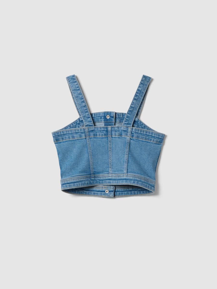 Blue Stretch Denim Cotton Crop Top for Girls Slim Fit_4