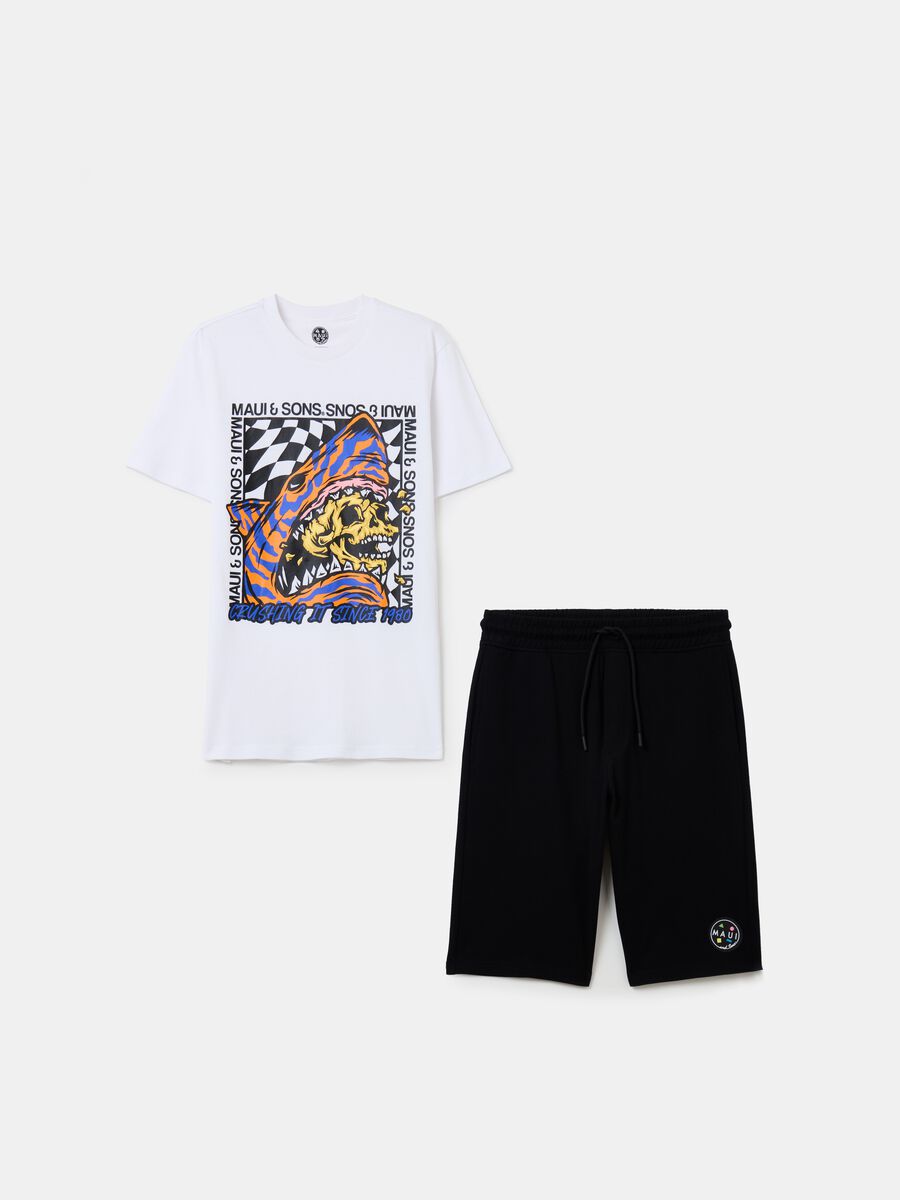 Jogging set with shark with skull and logo print_0