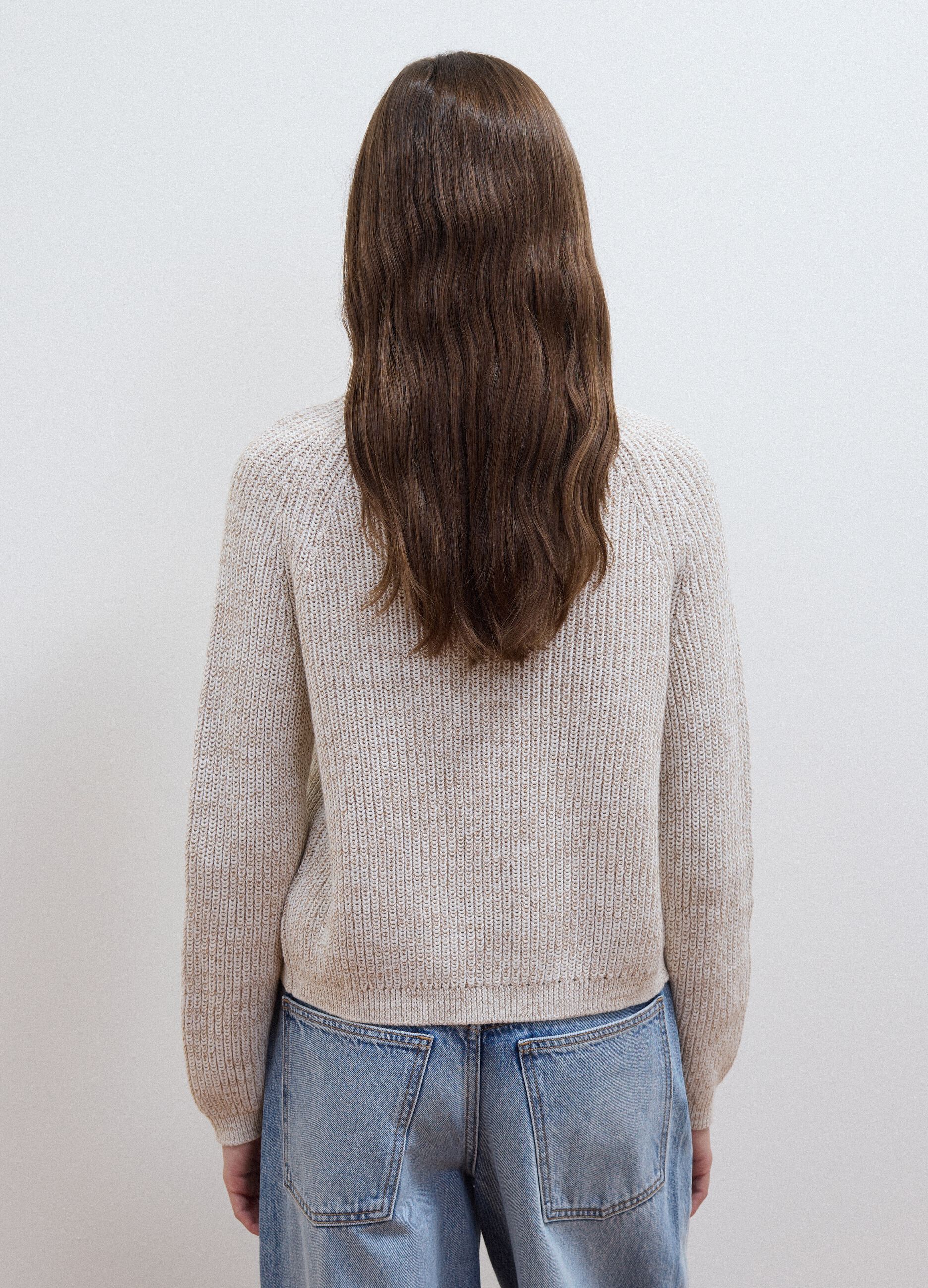 White pure cotton knitted cardigan, regular fit