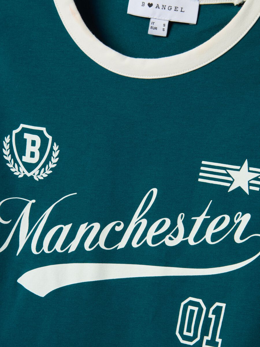 Gr&uuml;ne Slim Fit T-Shirt aus elastischer Baumwolle mit Druck_5