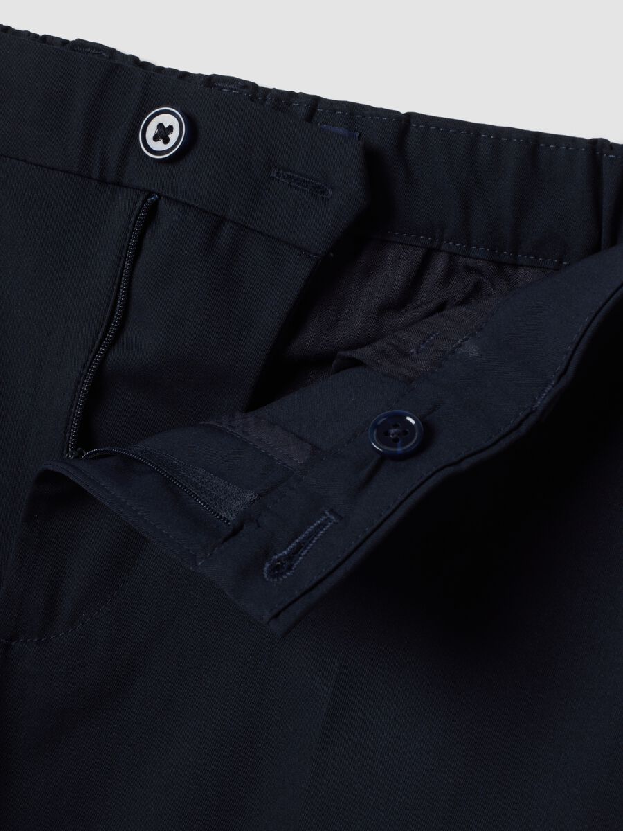 Navy slim-fit stretch viscose twill chino trousers_5
