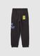 Children's black cotton blend regular fit trousers_1