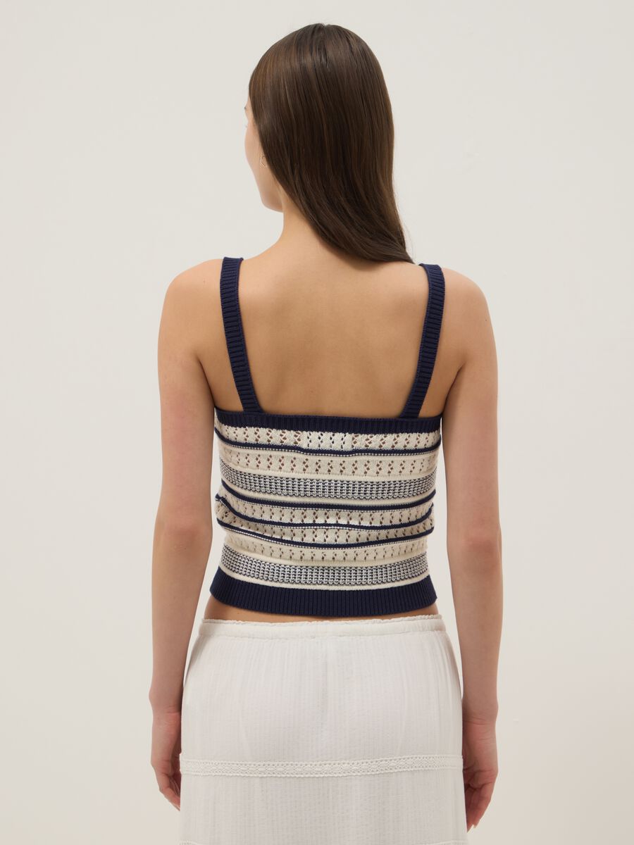 Tailliertes, mehrfarbig gestreiftes Top aus reiner Baumwolle mit d&uuml;nnen Tr&auml;gern_3