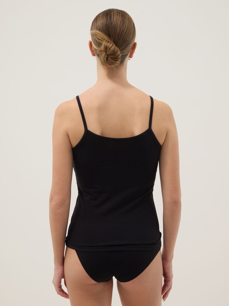 Black Stretch Cotton Vest Regular Fit Deep V_2