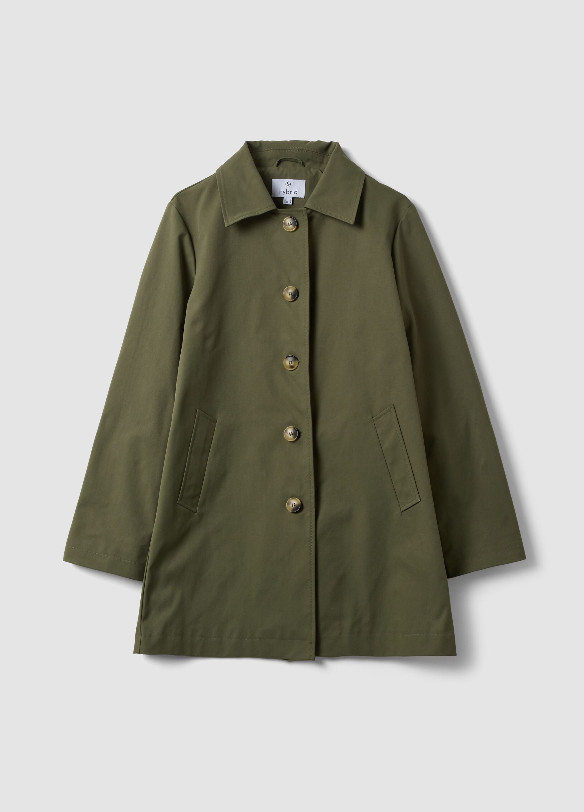 Green jacket with collar and buttons