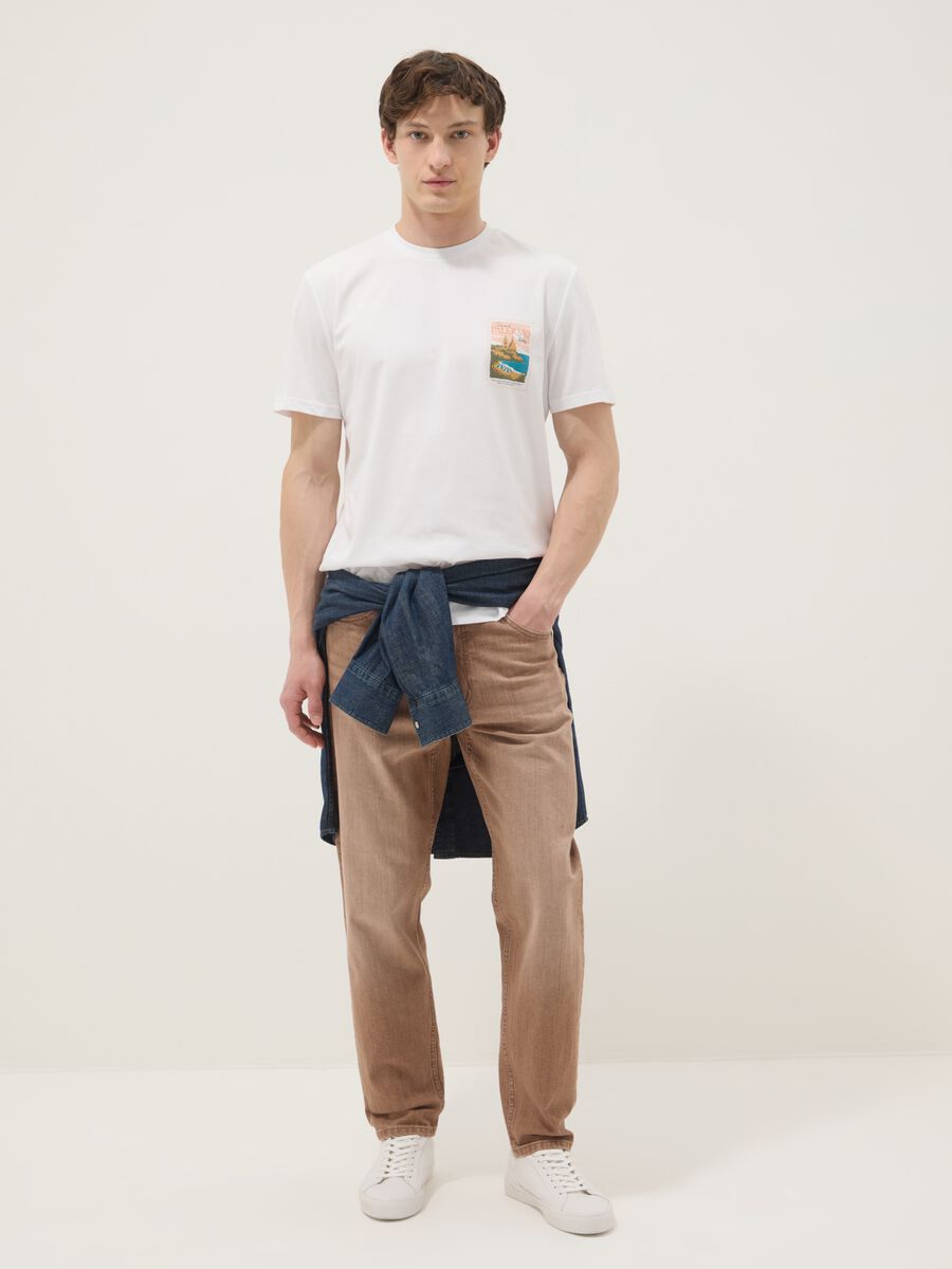 Wei&szlig;es T-Shirt aus reiner Baumwolle mit Print, Regular Fit_1