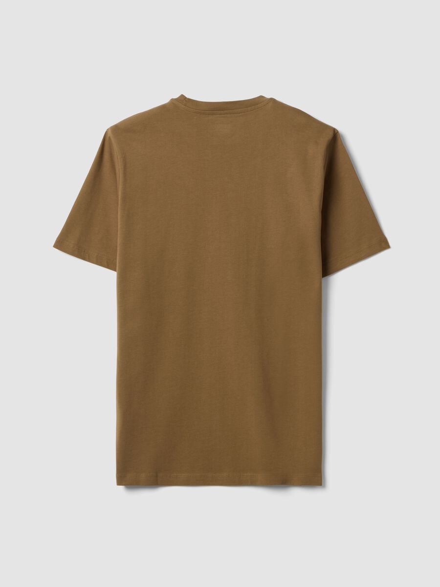 T-shirt marrone in puro cotone organico jersey regular fit_1