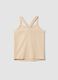 Tank top fitted beige in cotone elasticizzato a coste da ragazza_1