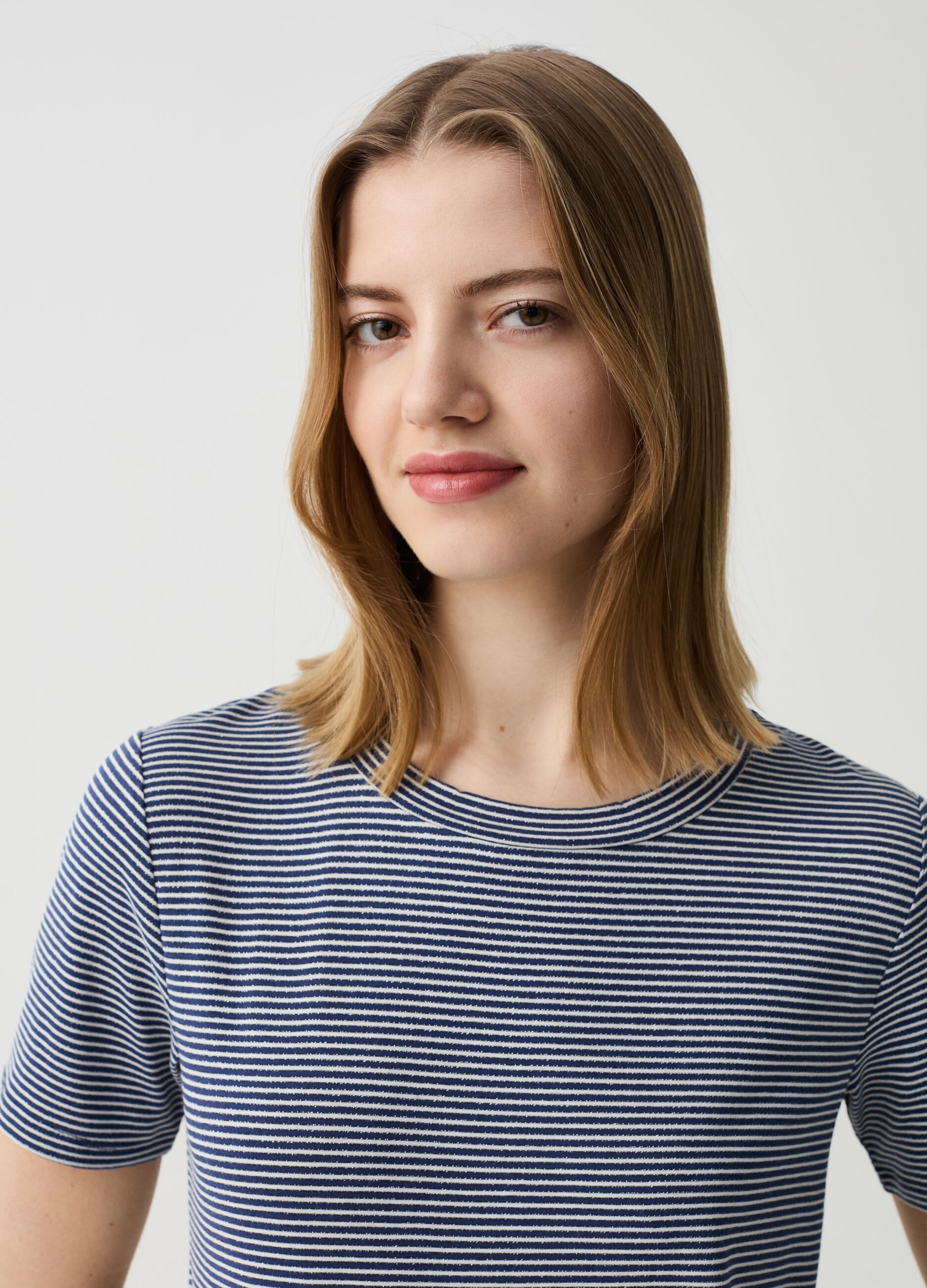 Lurex T-shirt with thin stripes