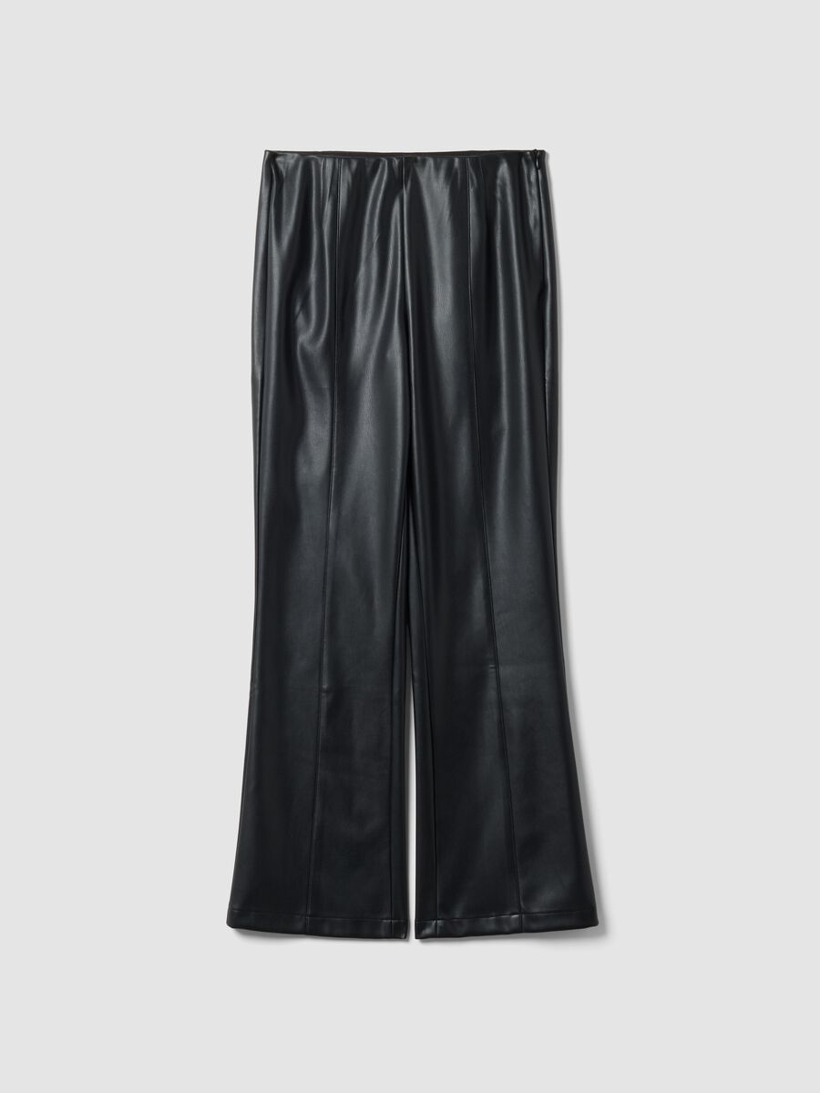 Leggings neri flare con vita regular ed elastico_4