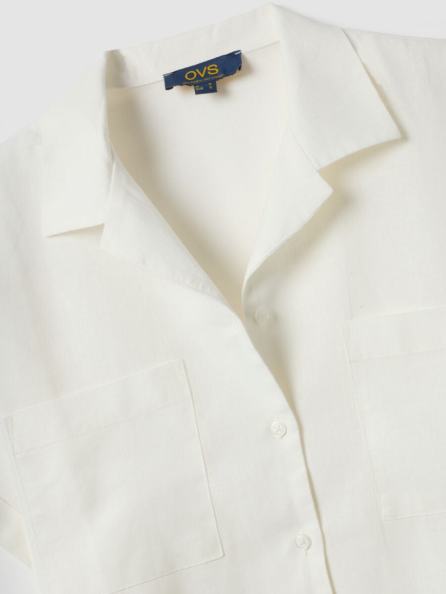 White regular-fit linen and viscose blend shirt_5