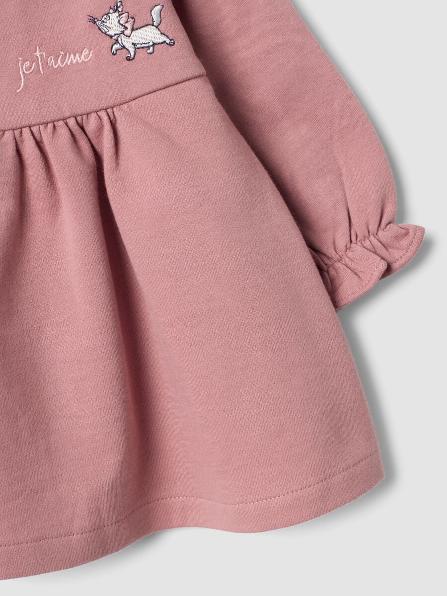 Vestido rosa em algod&atilde;o org&acirc;nico puro com bordado Aristogatos para beb&eacute; menina_2