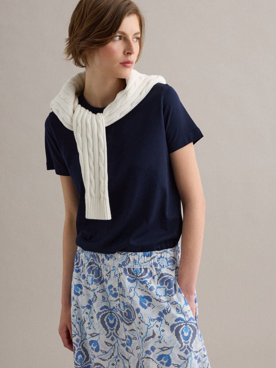 Blue Supima cotton short-sleeve regular-fit T-shirt_1