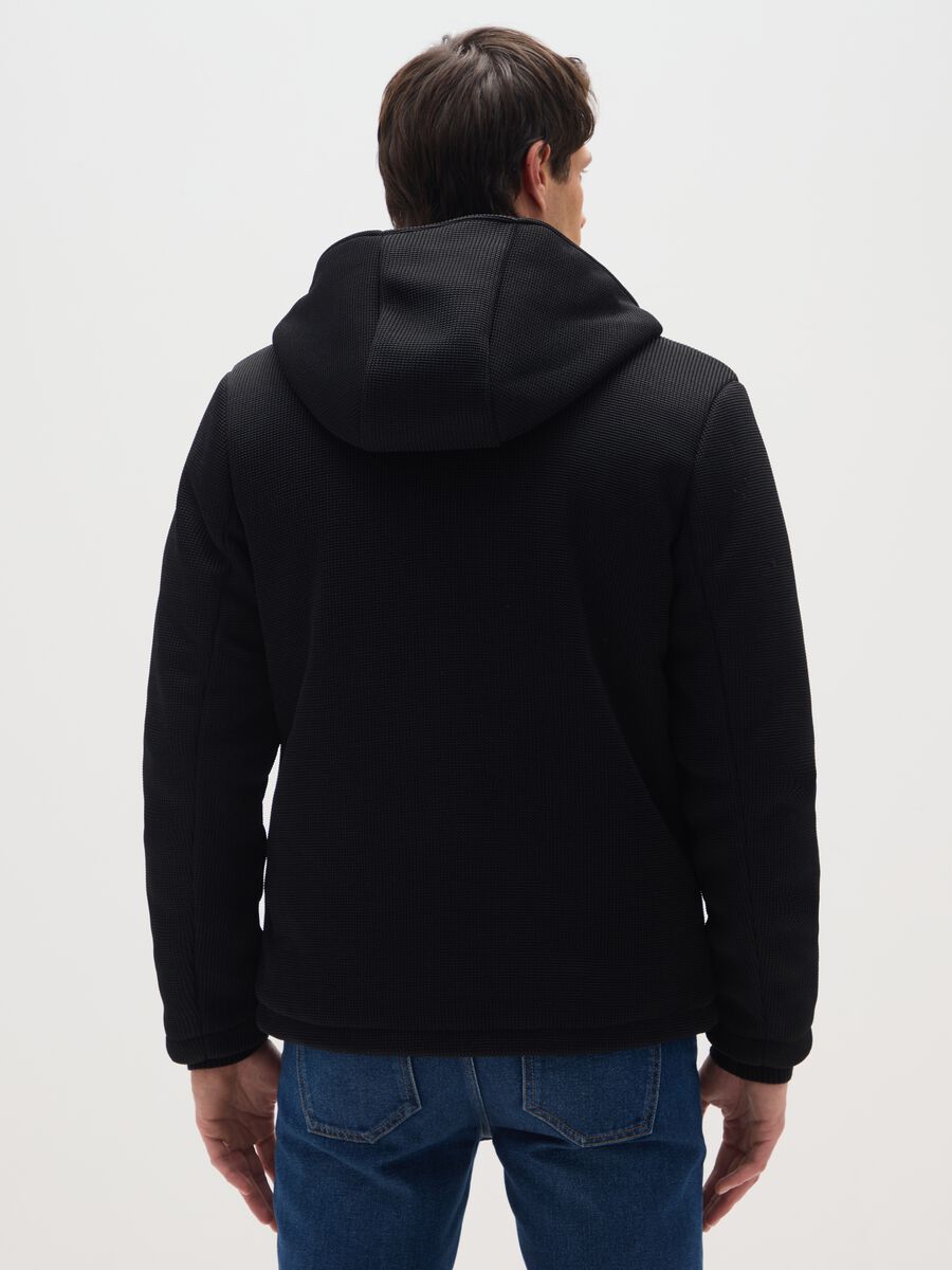 Black padded jacket with hood, regular fit with zip_2