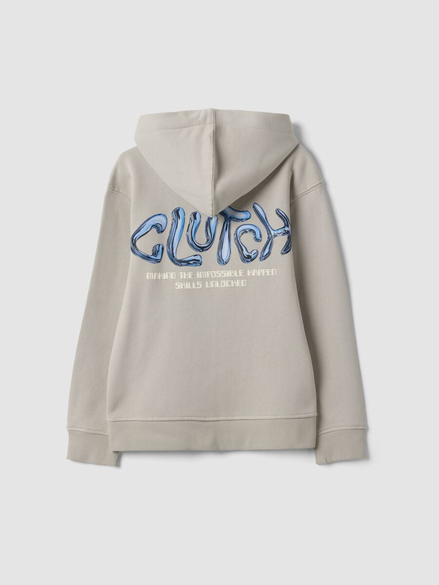 Grey oversized cotton-blend hoodie with print for boys_2