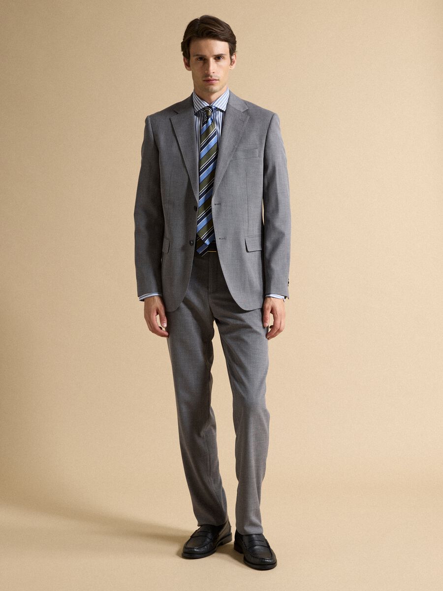 Blazer grigio in viscosa elasticizzata slim fit con rever classico_2