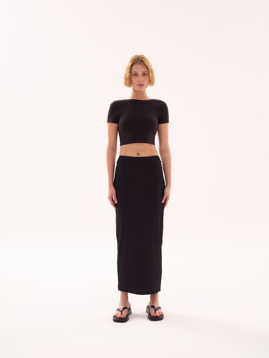 T-shirt Cropped Backless Black_3