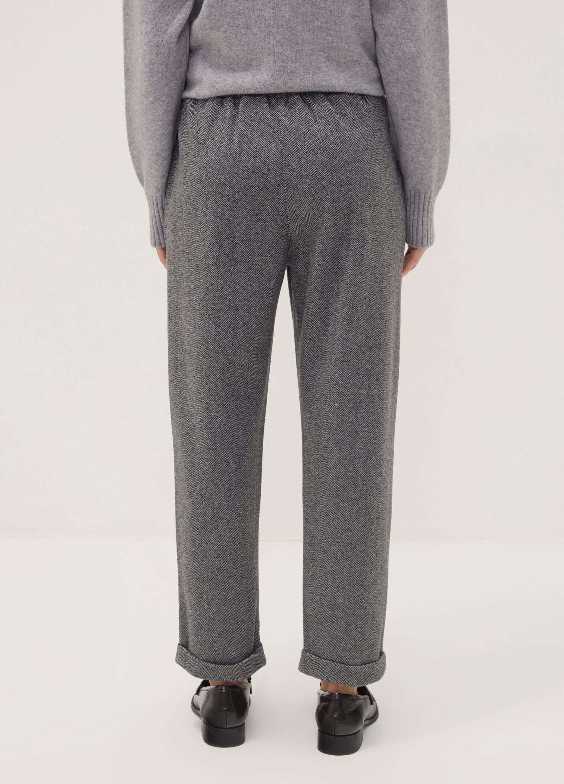 Grey regular-fit trousers with chevron pattern