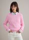 Pink pure cotton regular fit jumper with cable knit_0