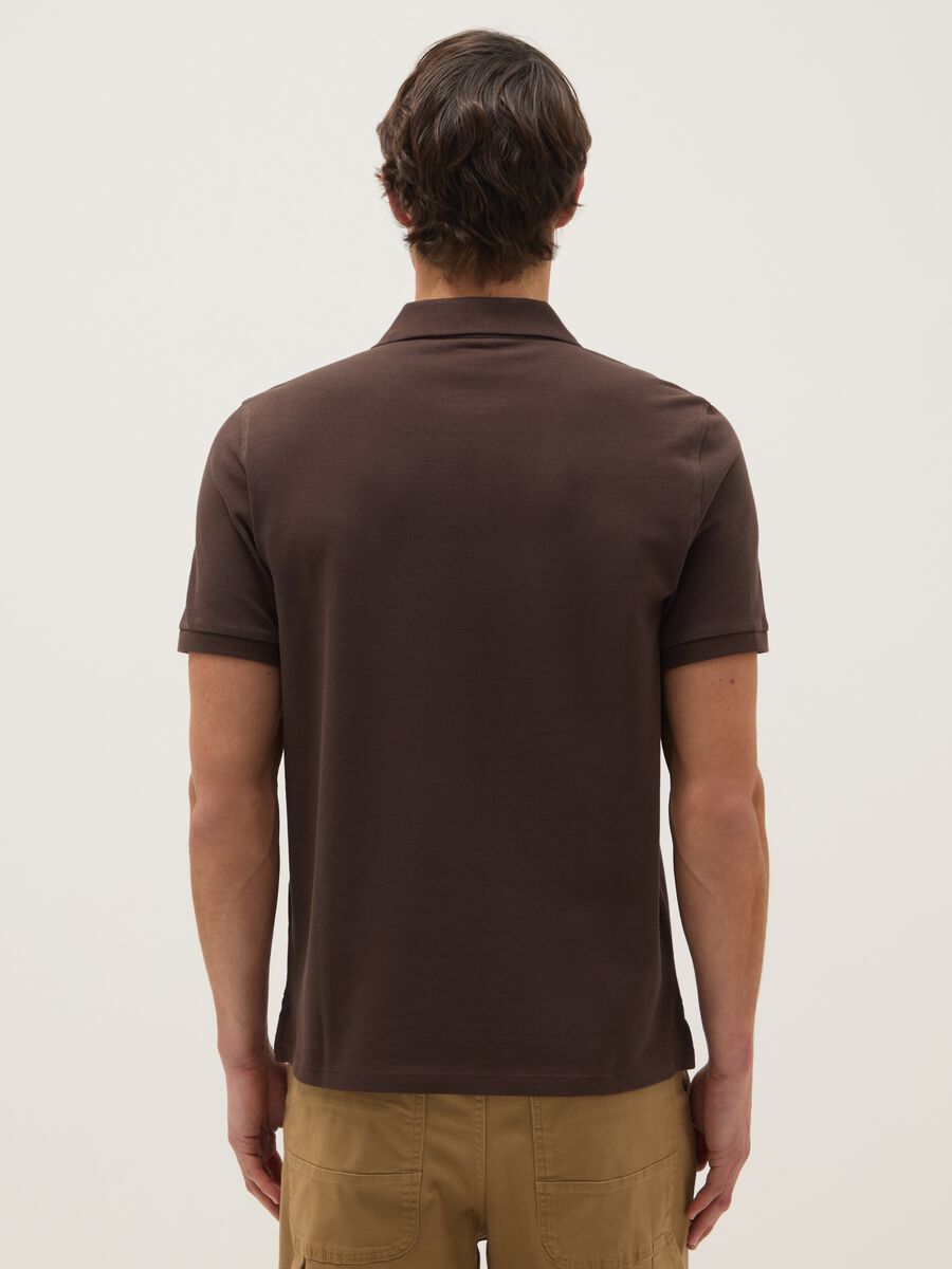 Polo in puro cotone marrone regular fit_2