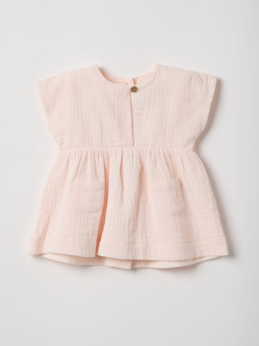 Baby girl's pink pure cotton dress, regular fit_0