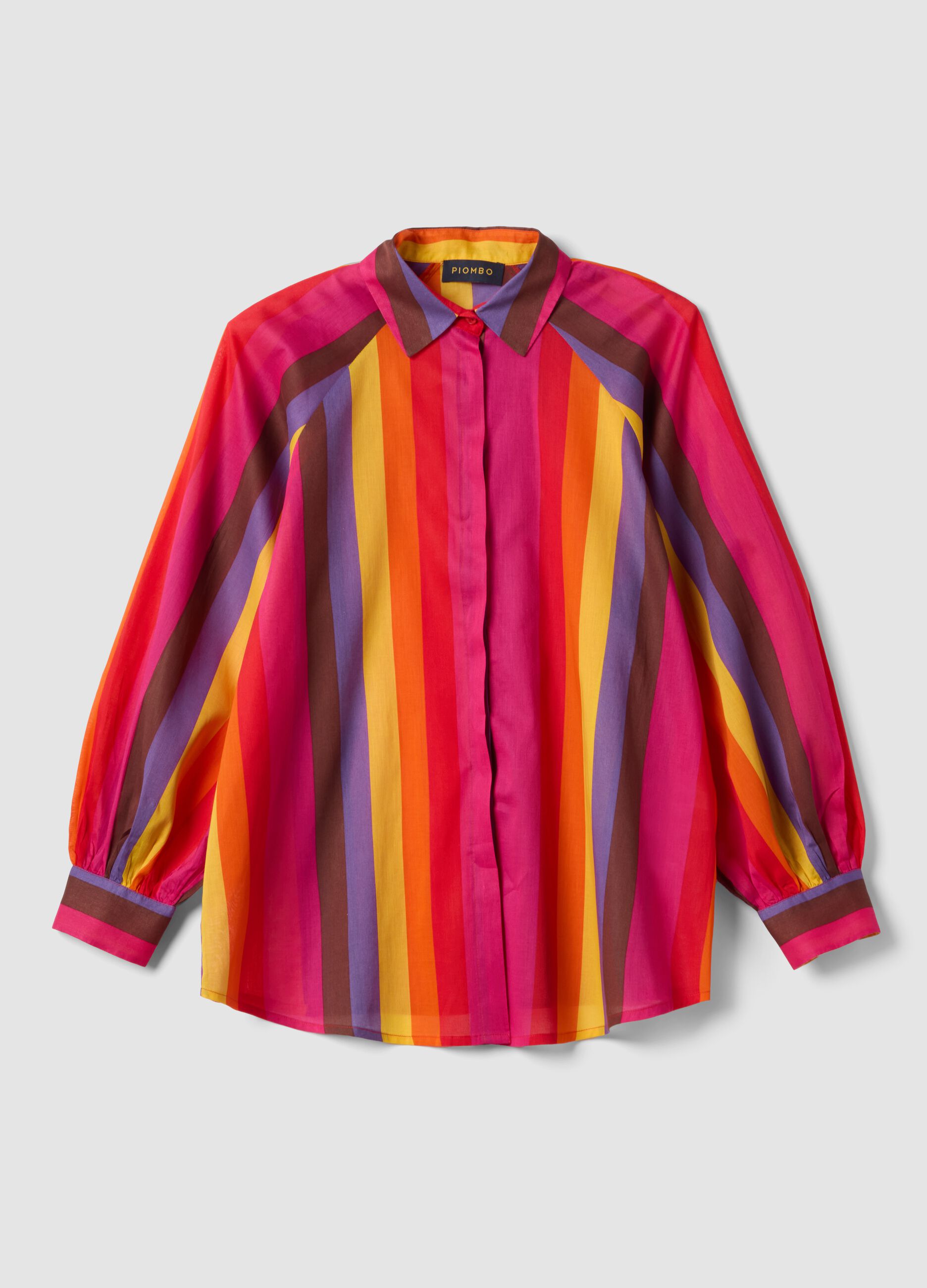 Multicolour pure cotton shirt with classic collar