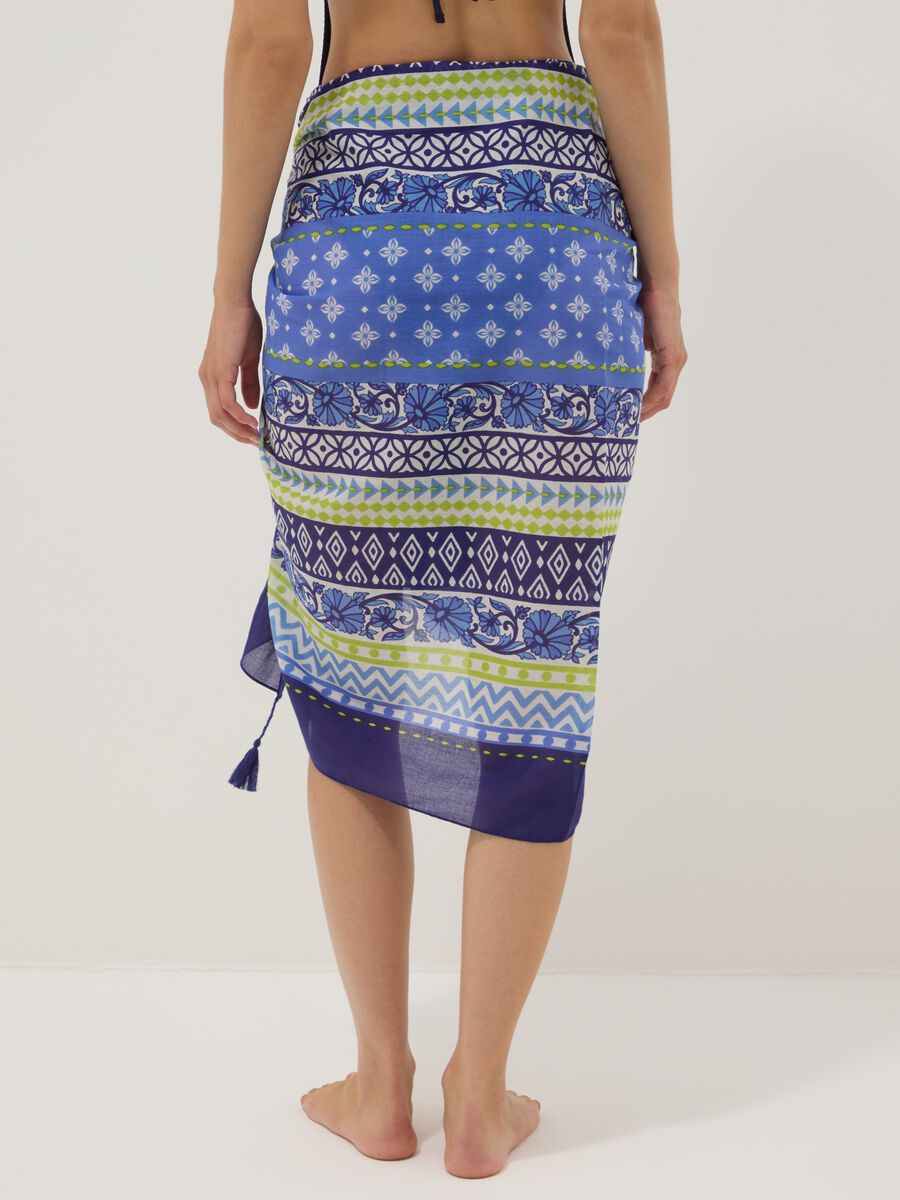 Blue pure cotton printed sarong_2