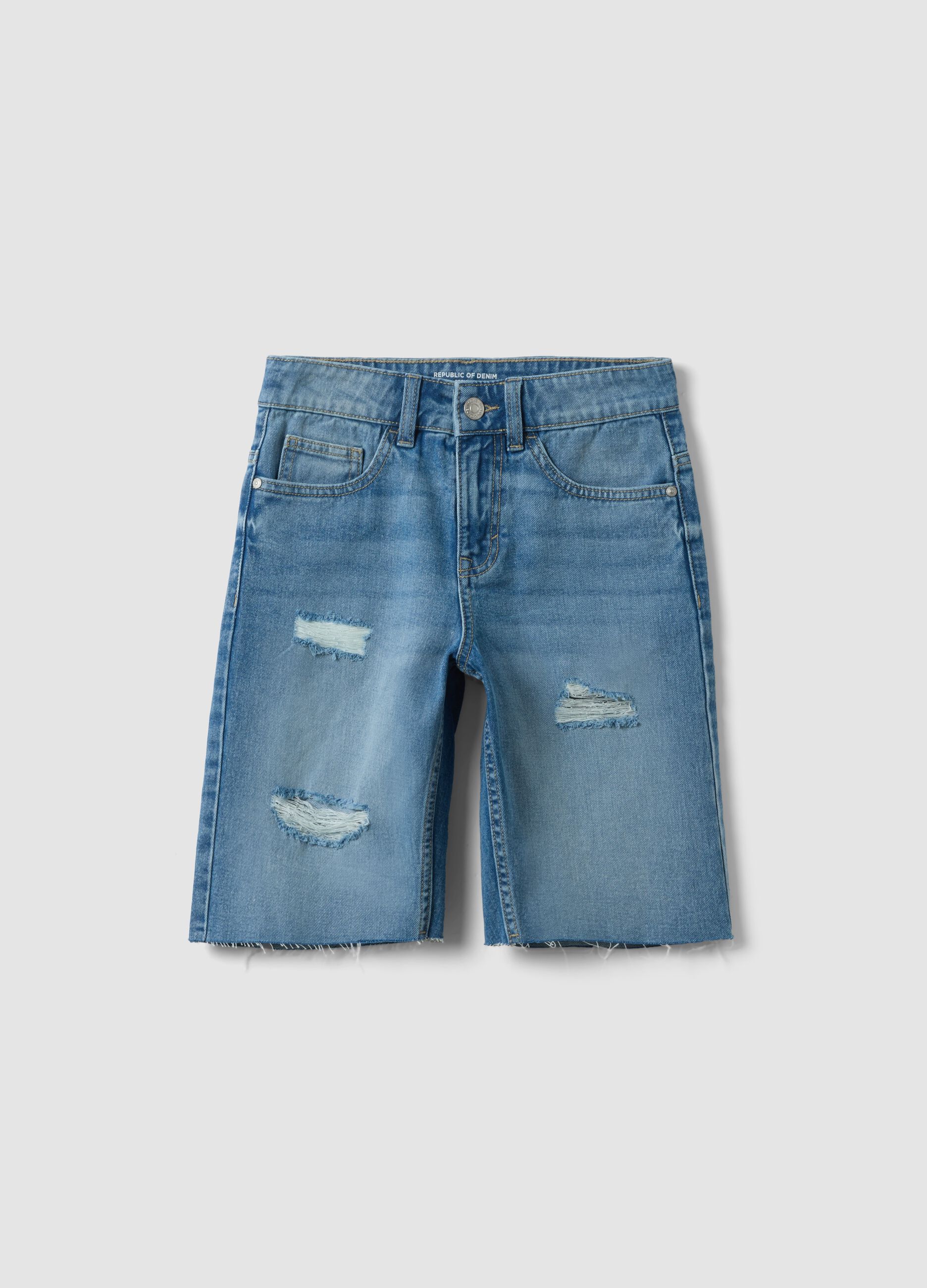 Blue regular-fit denim shorts for boys