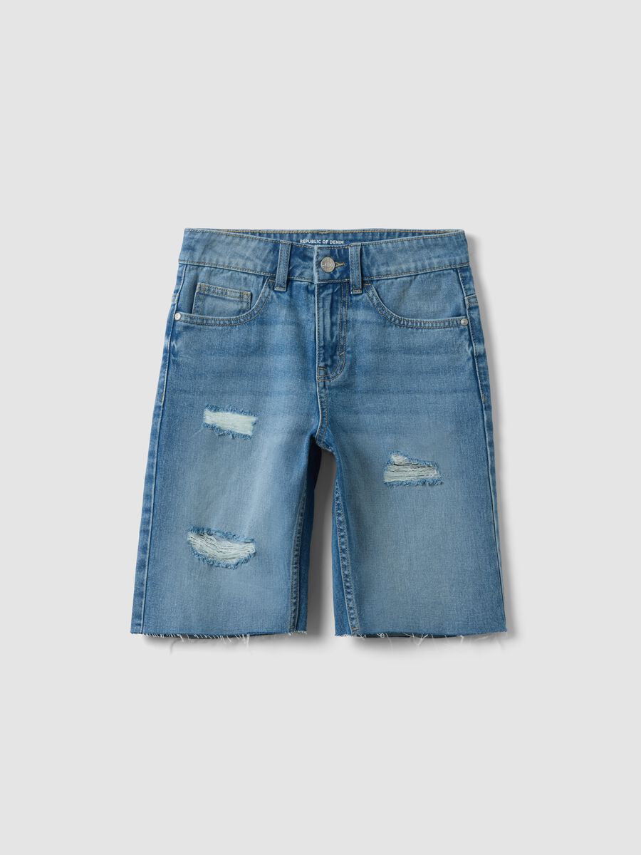 Blue regular-fit denim shorts for boys_0