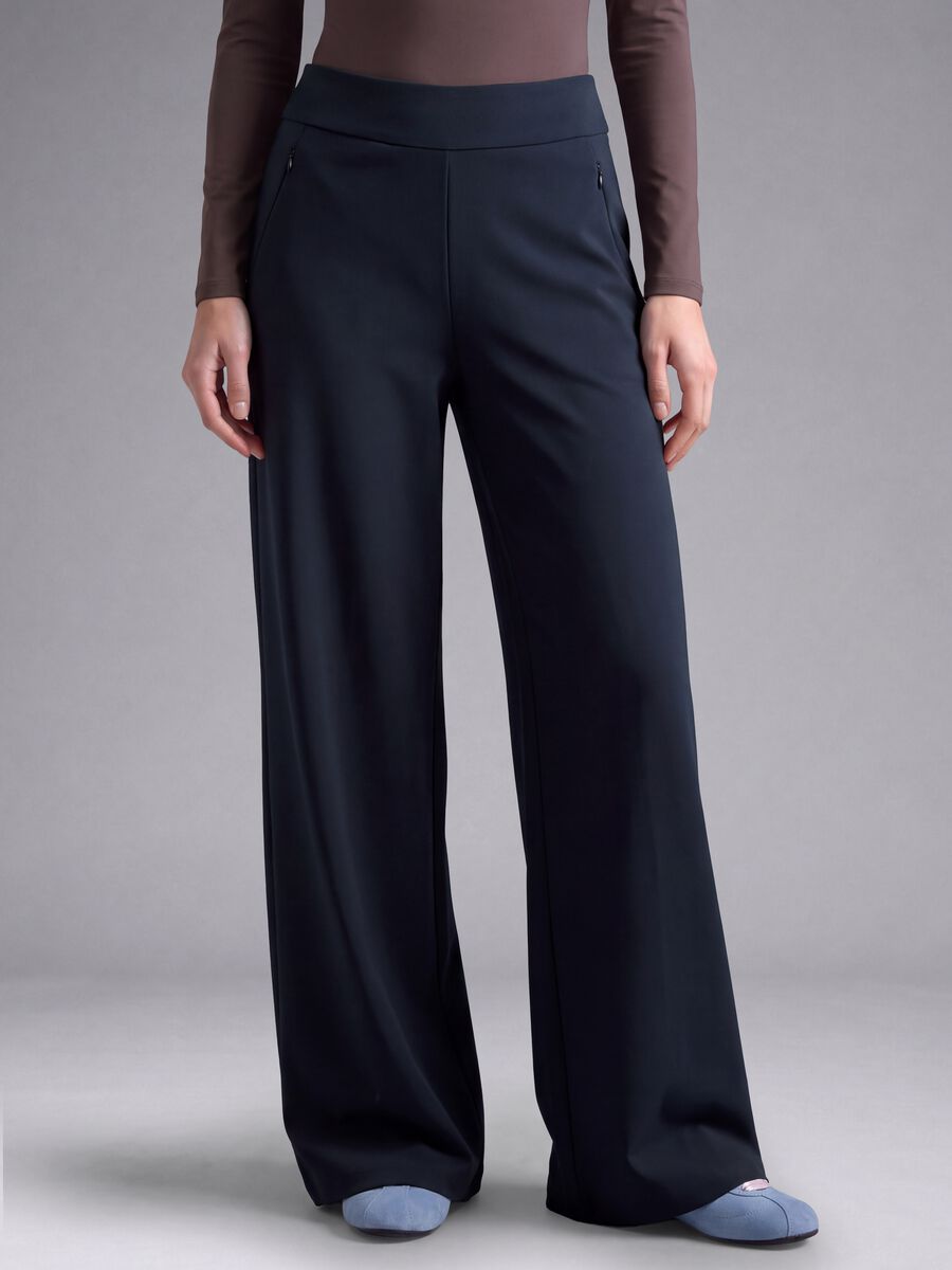 Blaue Wide-Leg-Hose aus Stretchmaterial ALTAVIA STUDIO_2
