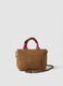 Borsa a mano marrone effetto teddy con tracolla_0