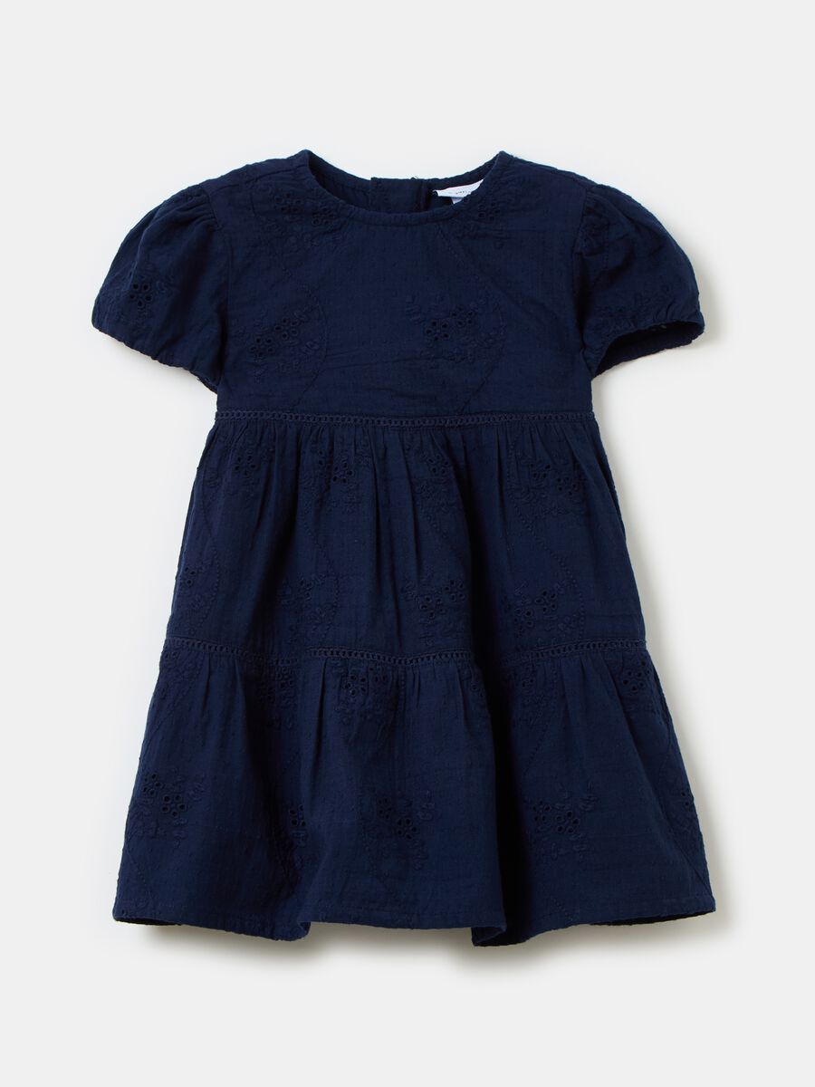 Tiered dress in cotton broderie anglaise_0