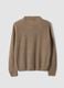 Beige long-sleeved ribbed knit polo shirt_2