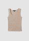 Beige regular fit tank top with metallic appliqu&eacute;s_4