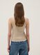 Beige pure cotton ribbed vest top, regular fit_3