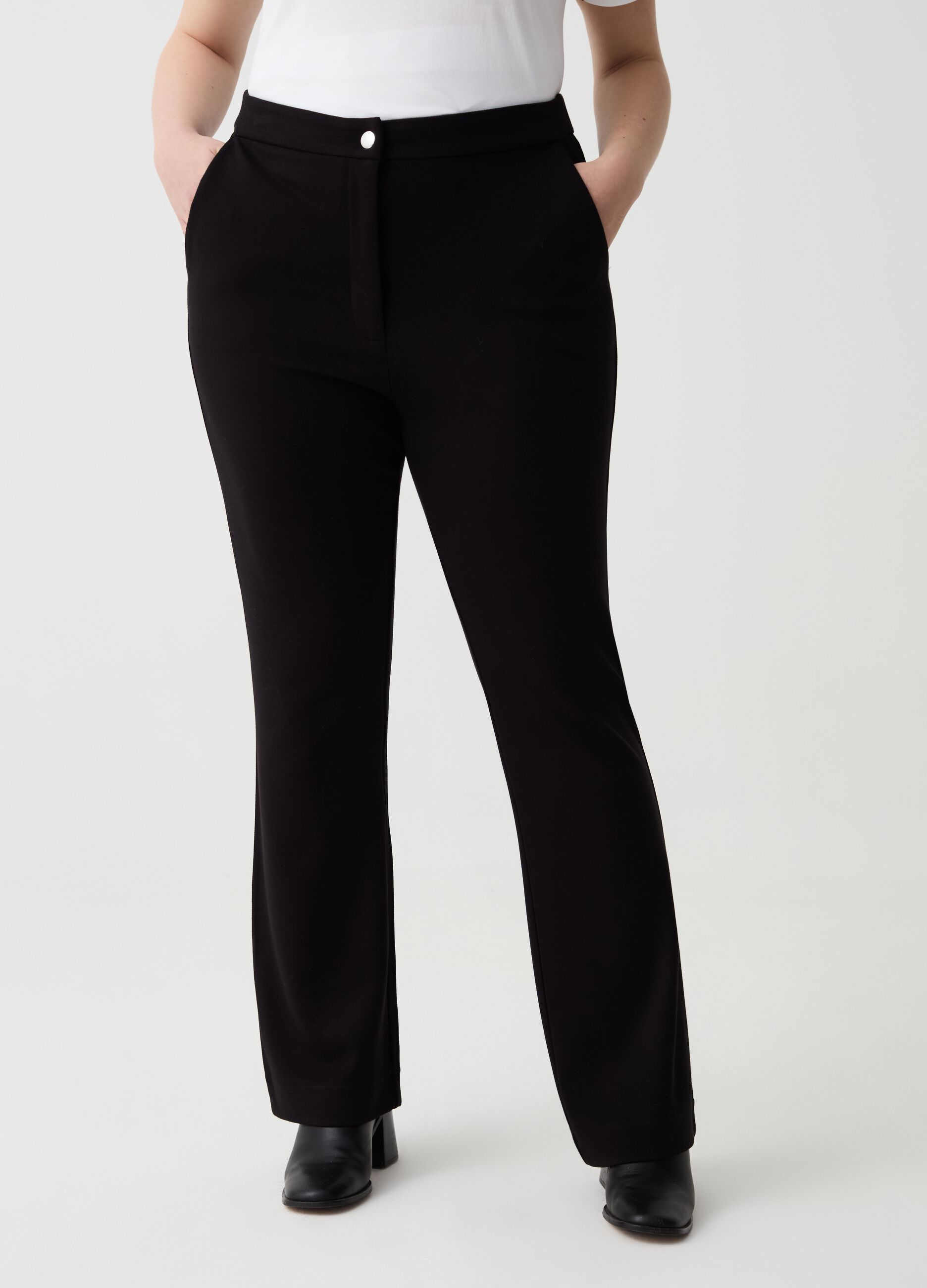 Curvy flare-fit stretch trousers