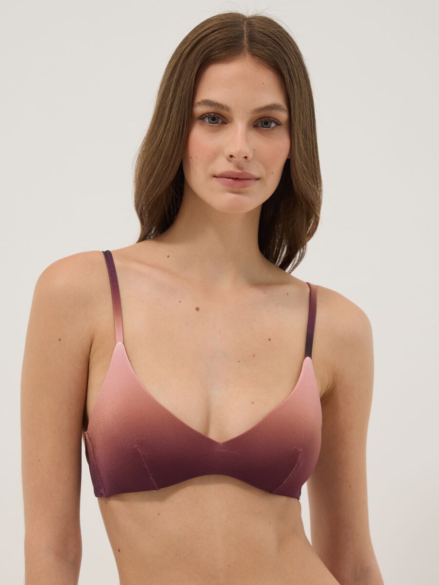 Brown stretch bikini top with ombr&eacute; effect_0