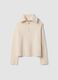 Maglia beige in lana elasticizzato Half zip_0